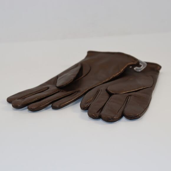 Merona Metallic Bronze Leather Gloves S/M Lined Winter Dress Gloves NWT - Picture 3 of 4